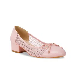 London Rag Leather Block Pumps with Laser Cuts-9