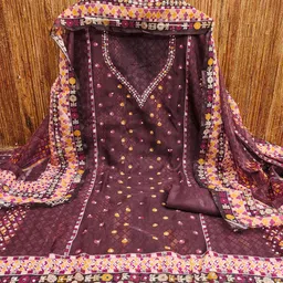 Rangtulika Ethnics Floral Embroidered Sequinned Unstitched Dress Material-image-87