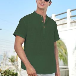 EdinWolf Men India Slim Fit Band Collar Solid Cotton Casual Shirt-39