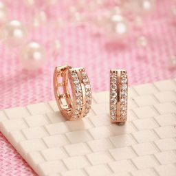Jazz and Sizzle Rose Gold-Plated American Diamond Studded Circular Shaped Hoop Earrings-71