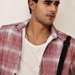 The Roadster Lifestyle Co. Men Classic Fit Tartan Checked Spread Collar Casual Shirt-image-46