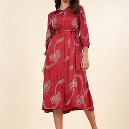 AKKRITI BY PANTALOONS Women Ethnic Motifs Printed Puff Sleeve A-Line Midi Dress-picture-27