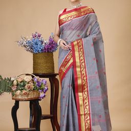 SLAGHA Woven Design Zari Pure Cotton Taant Saree-image-100