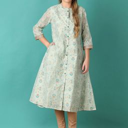 V-Mart Women Printed Chanderi Silk Kurta-39