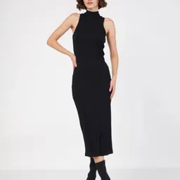 ZEROZABAR Women Knitted Round Neck Midi Bodycon Dress-image-50