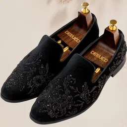 DEEUCO Men Woven Design Velvet Mojaris-picture-47