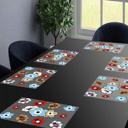 LooMantha Transparent & Blue 6 Pieces Printed Rectangular Table Placemats-51