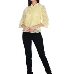 ORIEX THE ORIGINAL FASHION Women Ethnic Motifs Embroidered Tie-Up Neck Net Top-picture-18