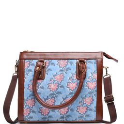Block N Style Women Floral Printed Structured Cotton Handheld Bag-2