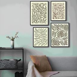 999Store Grey & Cream-Coloured 4 Piece Canvas Other Wall Paintings-14