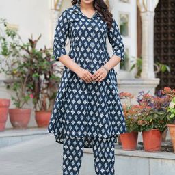 Pistaa Women Ethnic Motifs Printed Regular Pure Cotton Kurta Set-picture-6