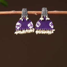 iTokri German Silver Artificial Beaded Contemporary Shaped Drop Earrings-image-17