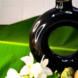 TheYUGO Black Ceramic Donut Flower Vase-image-9