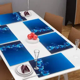 Aura 6Pcs Blue & White Printed Table Heat Resistant Placemats-4