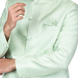 Anil Kumar Ajit Kumar Self Design Mandarin Collar Sherwani Set image 2