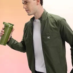 HRX by Hrithik Roshan Perforated Detail Mock Collar Running Sporty Jacket-picture-4