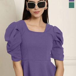 Metronaut Women Pack Of 2 Puff Sleeve Peplum Top-picture-32