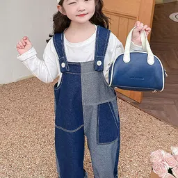 LULU & SKY Girls Denim Patchwork Dungarees-40
