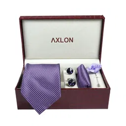 AXLON Men Geometric Tie Pocket Square Cufflink & Flower Pin Accessory Gift Set image 3