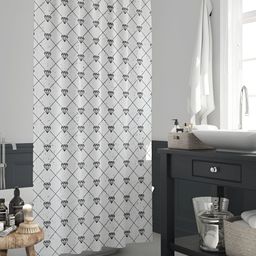 ArtzFolio White& Black Printed Waterproof Shower Curtain-0