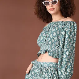 V-Mart Women Printed Off-Shoulder Puff Sleeve Top-image-90