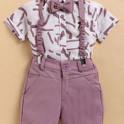 LITTLE COLLARS Boys Printed Short Sleeves Pure Cotton Shirt With Shorts-image-55