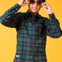 V-Mart Boys Spread Collar Tartan Checked Cotton Casual Shirt-image-78