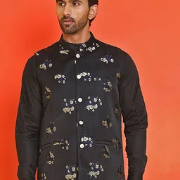 Jompers Embossed Design Woven Nehru Jacket-10