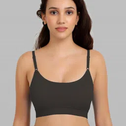 Women Cotton Black Non Padded Non-Wired Lingerie Bra Sport wear Gym Crop Tank Top-picture-53
