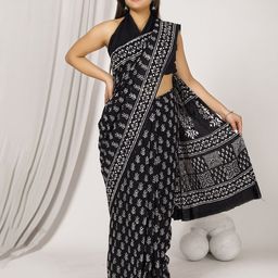 JAIPURI PRINT Ethnic Motif Pure Cotton Block Print Saree-0