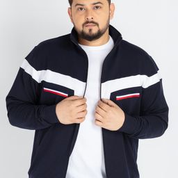 UNSIZED Men Plus Size Mock Collar Colourblocked Sweatshirt-picture-12