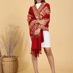 SWI Stylish Aari Ethnic Motifs Embroidered Shawl-picture-29