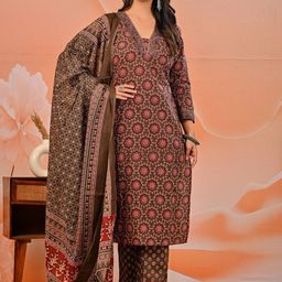 Khatri Creations Women Floral Printed Regular Pure Cotton Kurta & Palazzos With Dupatta-image-84