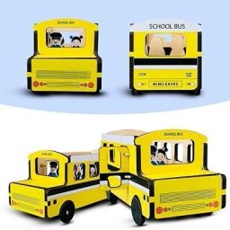 minileaves School Bus Adventure: Wooden Play Set with 5 Figures Little Toddler Toy image 4