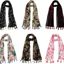Printed Chiffon Women Multicolor Stole, Scarf, Fancy Scarf-image-62