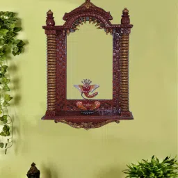 disoo fashions Handmade Brown Wooden Jharokha Cum Pooja Shelf-picture-36