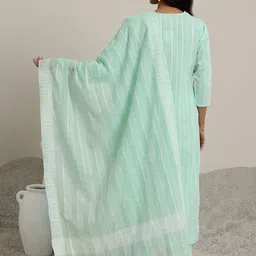 Libas Women Regular Thread Work Kurta with Trousers & With Dupatta image 5