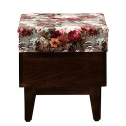 Globally Indian Set of 2 Multi-Coloured Mango Wood Ottomans image 3