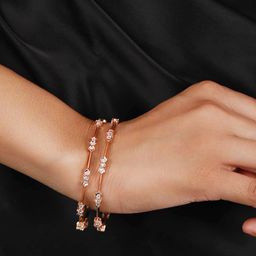 Jazz and Sizzle Set of 2 Rose Gold-Plated Rose Gold Toned AD Studded Bangles image 4