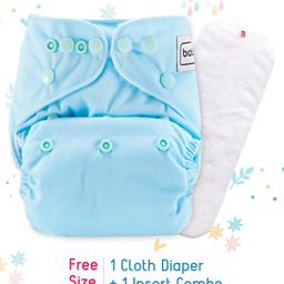 Babyhug Free Size Reusable Cloth Diaper With Insert - Blue-26