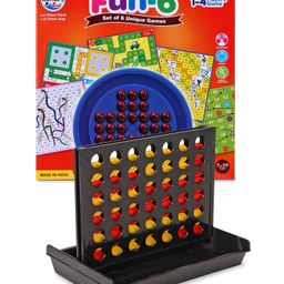 Multicolor board games combos-Ratnas Plot 4 Square Game & Fun Brainvita & Snakes & Ladders Ludo Game - Set of 6-1
