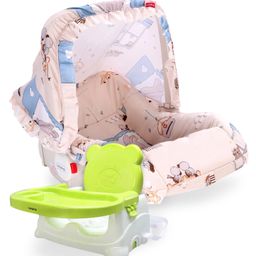 Babyhug Spring 5 in 1 Carry Cot Cum Rocker With Mosquito Net - Cream AND Babyhug Raise Me Up Baby Booster Seat With Adjustable Food Tray & 3 Point Safety Harness - Green White-image-62