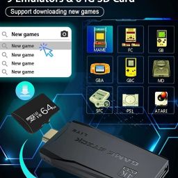 HG WORLD M8 Retro Game Stick Console 2.4G Dual Wireless Gamepad 64 GB with Plug & Play, Revisit Childhood,Retro Game Box (Best Gift & Fun) for All Ages 64 GB with Full HD HDMI Output 9 Emulator, Video Games for Tv, Gaming Console image 3