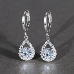 Vintage Drop Cubic Earrings Women & Girls Swarovski Zirconia Sterling Silver Drops & Danglers-image-2