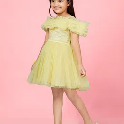 BAESD Girls Flutter Sleeve Net Fit & Flare Dress image 3