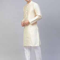 MANQ Men White Printed Kurta with Pyjamas image 2