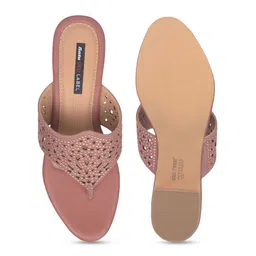 Bata Textured Open Toe Laser Cuts Leather Block Heels image 3