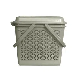 Kuber Industries Grey Plastic Multipurpose Shopping Basket with Lid image 2