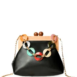 INKMILAN Wooden Frame Structured Handheld Bag-39