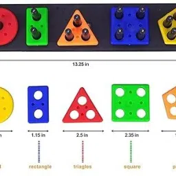 niyanetail Geometric Stacker Shape Sorter Blocks, Learning Column Puzzle Stacking Toy image 3